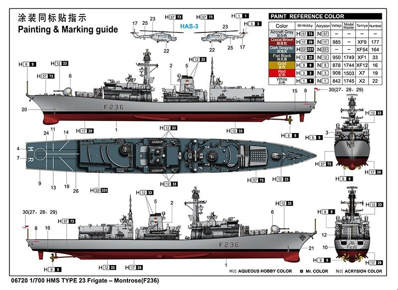 Trumpeter 06720 HMS TYPE 23 Frigate – Montrose (F236) 1/700 – image 2