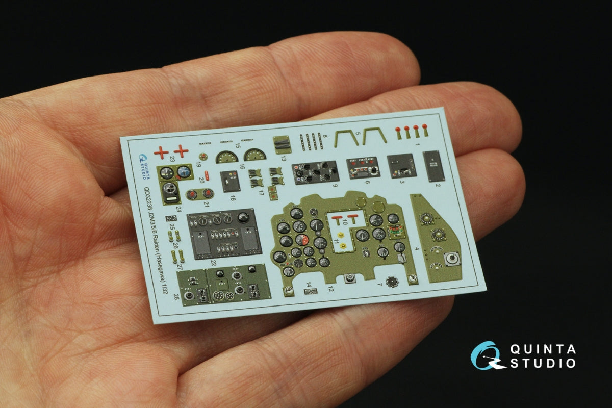 Quinta Studio QD32238 Mitsubishi J2M3/5/6 Raiden 3D-Printed coloured Interior on decal paper (Hasegawa) 1/32 – zdjęcie 3