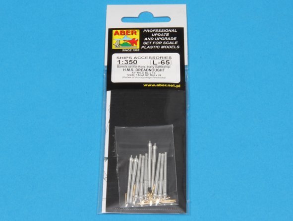 Aber 350L-65 Set of Barrels for H.M.S. Dreadnought battleship: 12&amp;#39;&amp;#39; Mk.X BLx 10pcs., 12cwt QF Mk I x 26pcs. 1/350 – zdjęcie 5