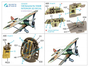 Quinta Studio QD48290 Henschel Hs 123A/B 3D-Printed &amp;amp; coloured Interior on decal paper (GasPatch models) 1/48 – zdjęcie 2