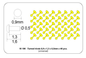 Aber 16106 Turned rivets 0,9 x1,3 x 0,5mm 40 pcs. 1/16 – zdjęcie 3