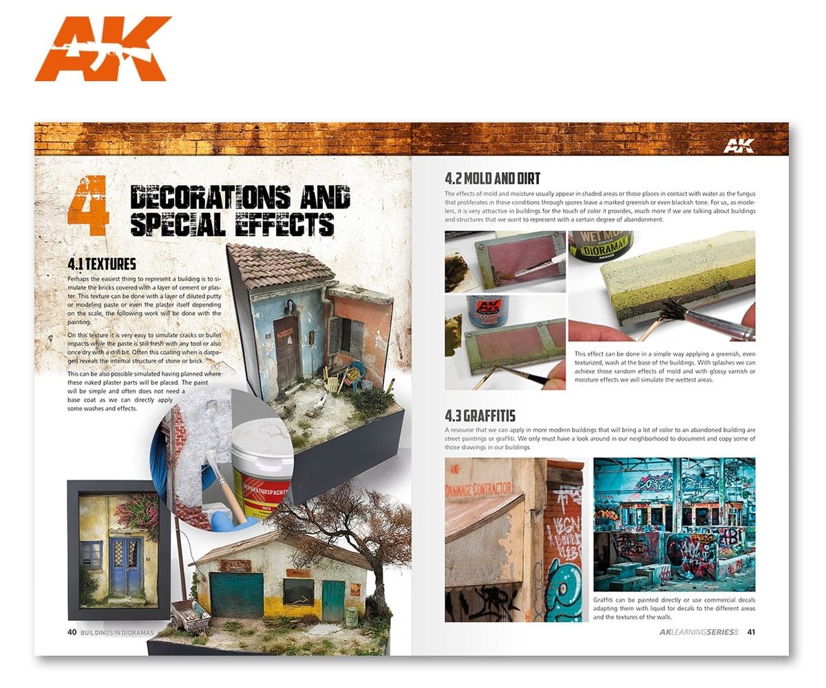 AK Interactive AK256 AK LEARNING 09: THE ULTIMATE GUIDE TO MAKE BUILDINGS IN DIORAMAS (English) – zdjęcie 5