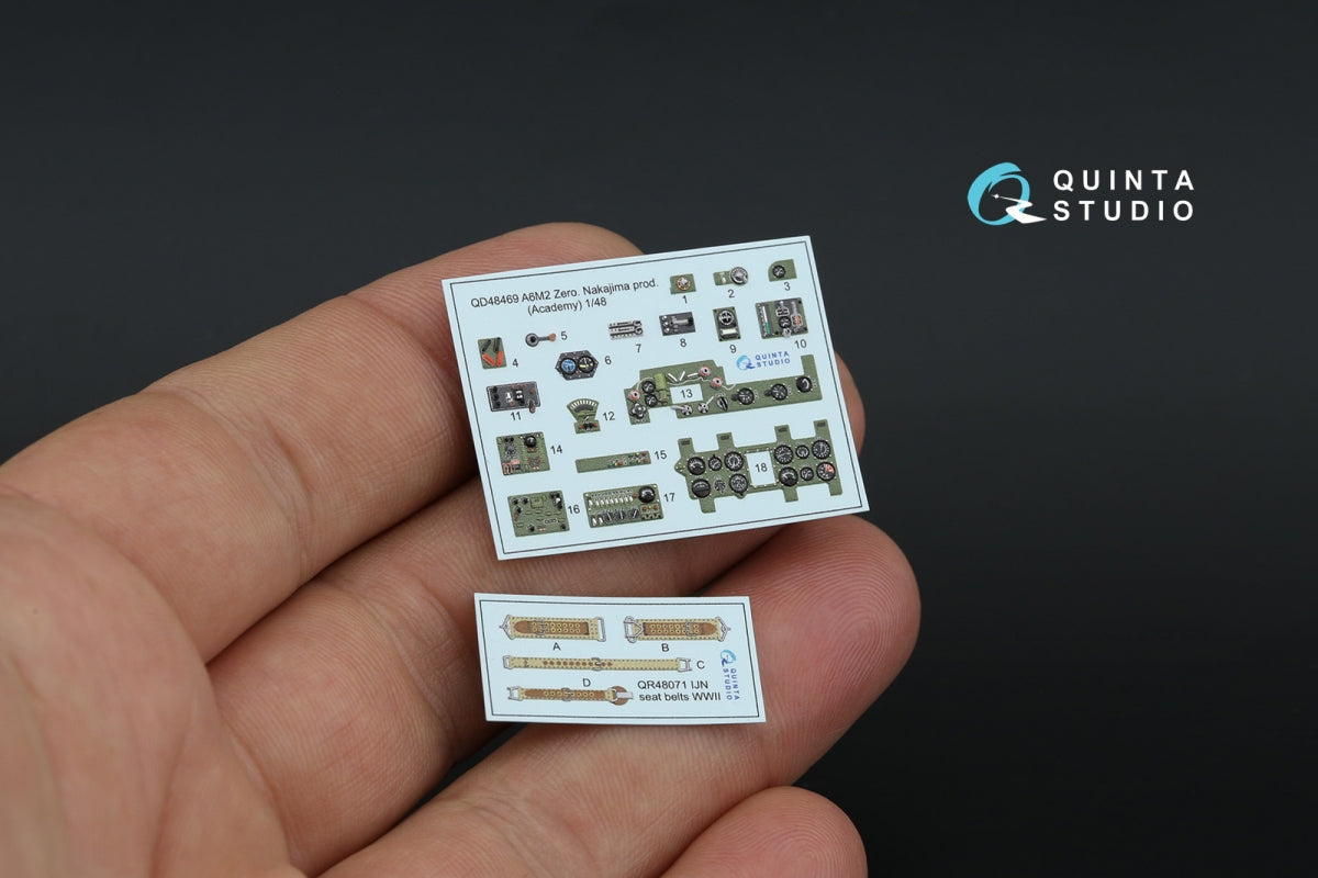 Quinta Studio QD48469 A6M2 Zero (Nakajima Prod.) 3D-Printed coloured Interior on decal paper (Academy) 1/48 – zdjęcie 3