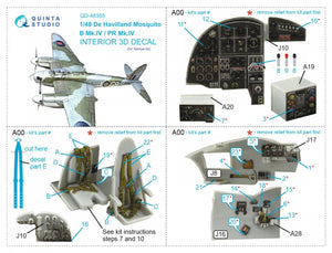 Quinta Studio QD48355 DH Mosquito B Mk.IV/PR Mk.IV 3D-Printed &amp;amp; coloured Interior on decal paper (Tamiya) 1/48 – immagine 7