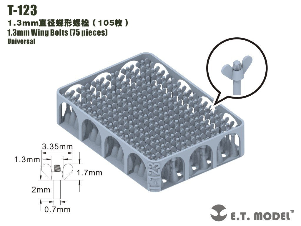 ET Model T-123 1.3mm Wing Bolts 75 pieces