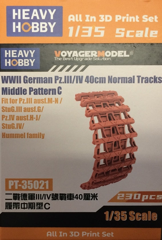 Heavy Hobby PT35021 Char allemand Pz.III/IV de la Seconde Guerre mondiale, chenilles normales de 40 cm, motif moyen C, échelle 1/35