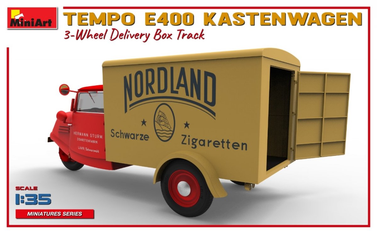 MiniArt 38047 TEMPO E400 KASTENWAGEN 3-WHEEL DELIVERY BOX TRACK 1/35 – zdjęcie 7