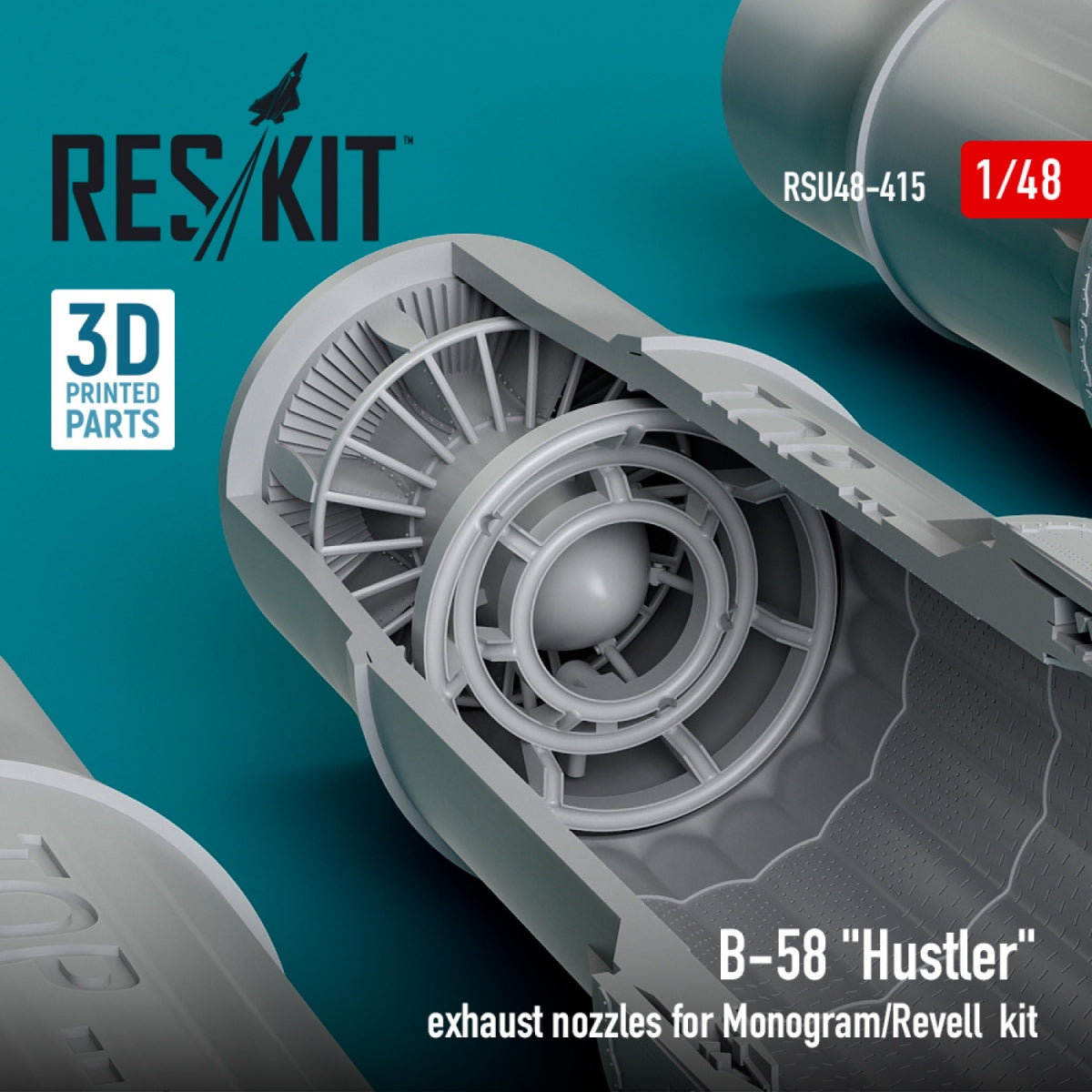 RESKIT RSU48-0415 B-58 &amp;quot;Hustler&amp;quot; exhaust nozzles for Monogram/Revell kit (3D Printed) 1/48 – image 2