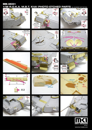 MK1 Design MM-35001 R.O.K.A K1A1 DETAIL-UP ETCHED PARTS 1/35 – zdjęcie 3