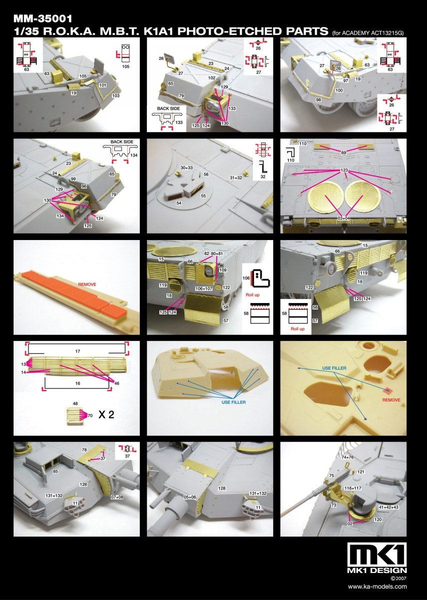 MK1 Design MM-35001 R.O.K.A K1A1 DETAIL-UP ETCHED PARTS 1/35 – zdjęcie 3