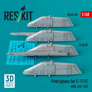 RESKIT RS48-0501 Pivot pylons for F-111C with LAU-105 (4 pcs) (3D Printed) 1/48 – zdjęcie 3