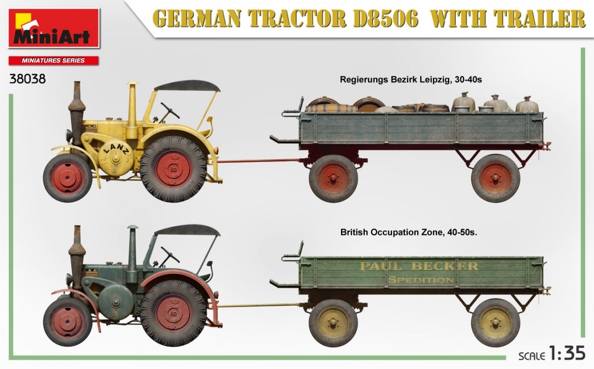 MiniArt 38038 German Tractor D8506 with trailer 1/35 – zdjęcie 4
