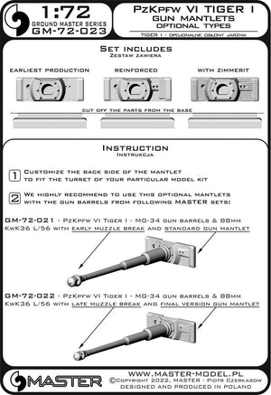 Master GM-72-023 PzKpfw VI Tiger I - gun mantlets - 3 optional types - to be used with gun barrels from sets GM-72-021 and GM-72-022 1/72 – zdjęcie 7