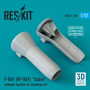 RESKIT RSU72-0194 F-86F (RF-86F) &amp;quot;SABRE&amp;quot; EXHAUST NOZZLES FOR ACADEMY KIT (3D PRINTED) 1/72