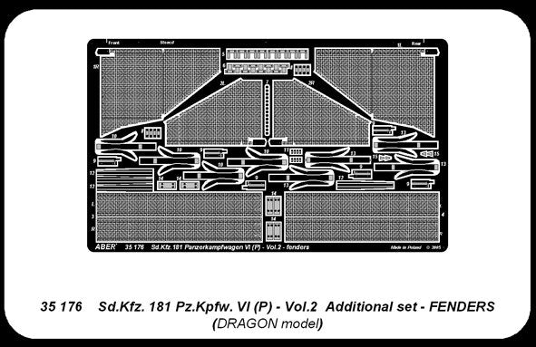 Aber 35176 Sdkfz.181 Pzkpfw.VI (P) vol.2 - Additional set Fenders 1/35 – image 2