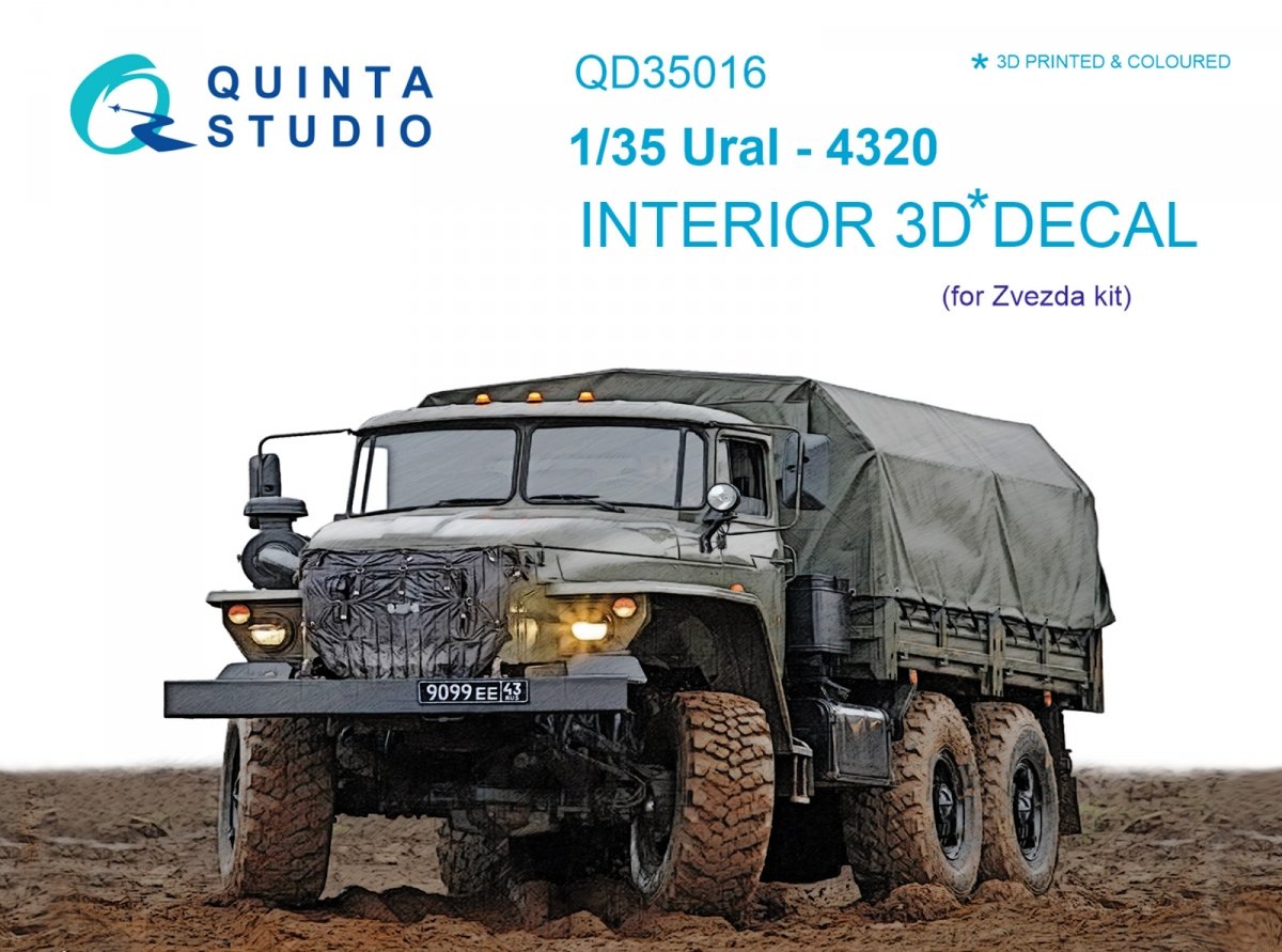 Quinta Studio QD35016 Ural-4320 3D-Printed & coloured Interior on decal paper (for Zvezda kit) 1/35