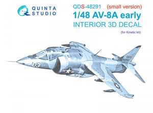 Quinta Studio QDS-48291 AV-8A Early 3D-Printed &amp;amp; colored Interior on decal paper (Kinetic) (Small version) 1/48