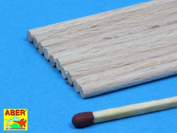 Aber WR3 Wood round rods 3,00 mm lenght 250 mm x 10 pcs. – immagine 3