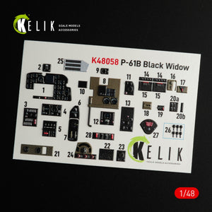 KELIK K48058 P-61B BLACK WIDOW INTERIOR 3D DECALS FOR GWH KIT 1/48 – zdjęcie 3