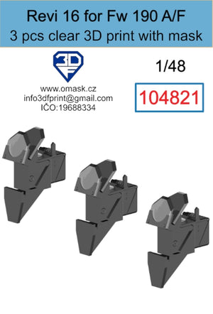 Omask 104821 Revi 16 for Fw 190 A/F Clear 3D Print (3 pcs) 1/48 – zdjęcie 2