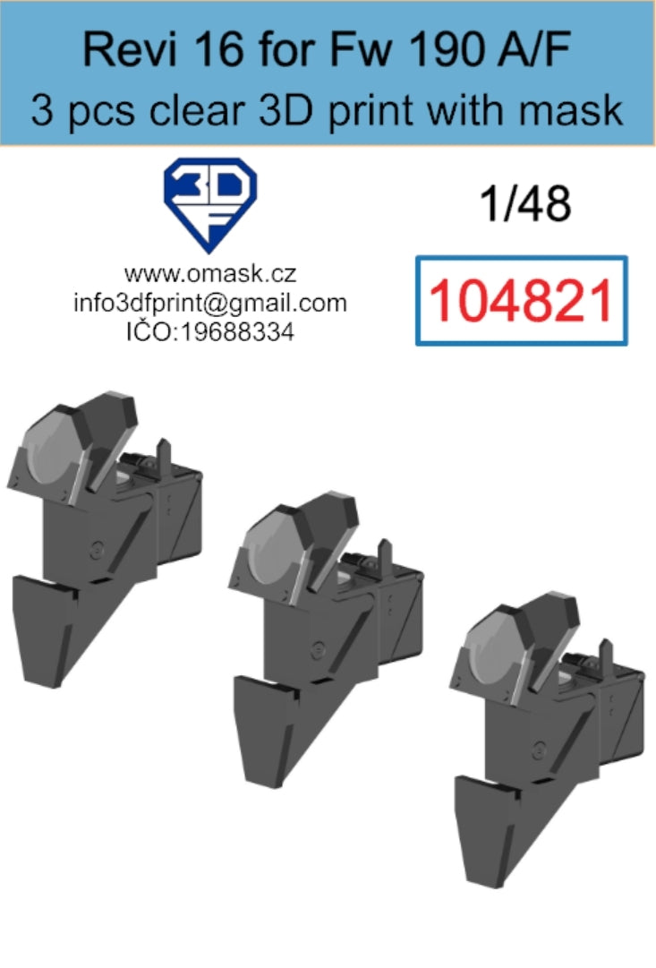 Omask 104821 Revi 16 for Fw 190 A/F Clear 3D Print (3 pcs) 1/48 – zdjęcie 2