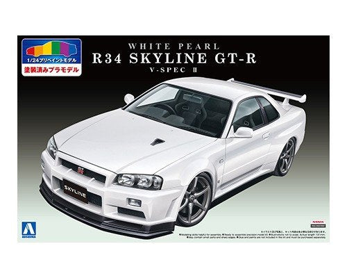 Aoshima 00860 R34 SKYLINE GT-R V-SPEC 2 (Blanc nacré) (NISSAN) 1/24