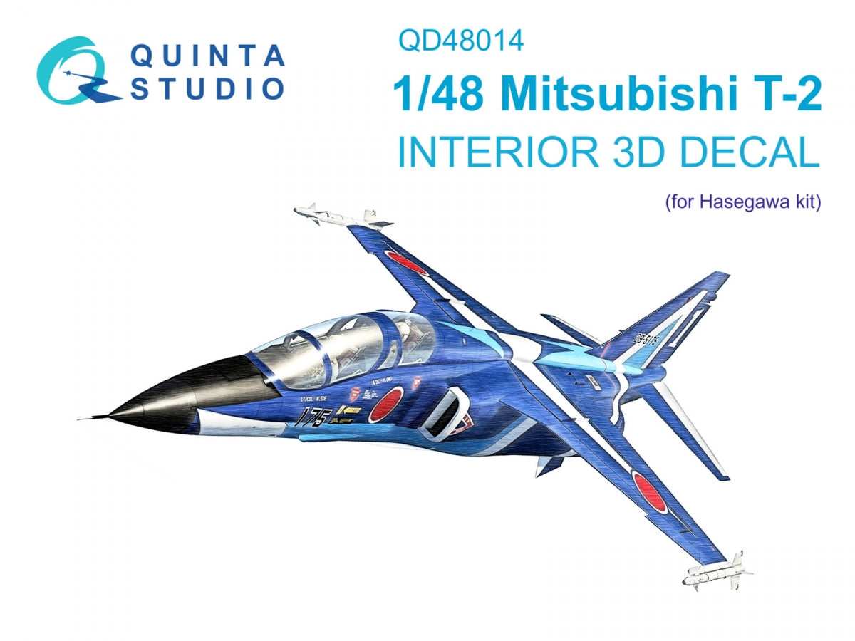 Quinta Studio QD48014 Mitsubishi T-2 3D-Printed colored Interior on decal paper (Hasegawa) 1/48