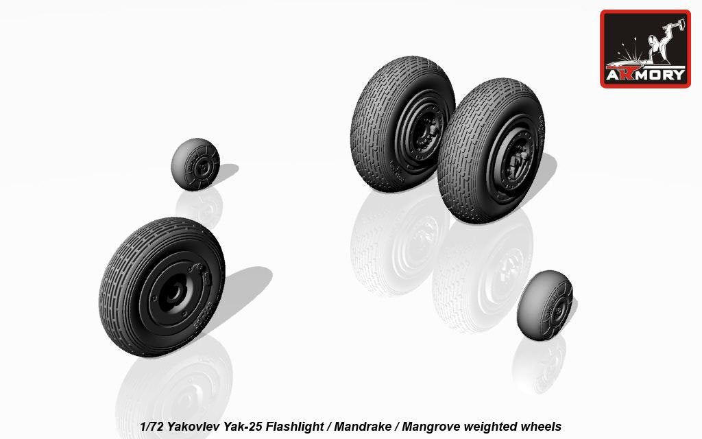 Armory Models AW72046 Yakovlev Yak-25 Flashlight / Mandrake / Mangrove wheels w/ weighted tires 1/72 – image 3