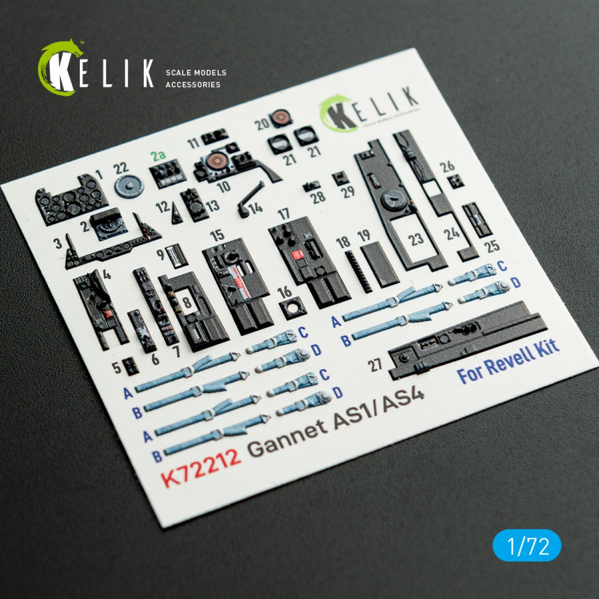 Kelik K72212 Gannet AS1/AS4 - interior 3D decals for Revell kit 1/72