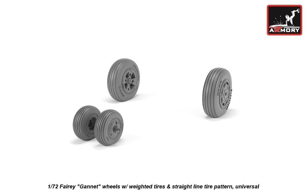 Armory Models AW72412 Fairey Gannet early type wheels w/ weighted tires of straight tire pattern 1/72 – zdjęcie 2