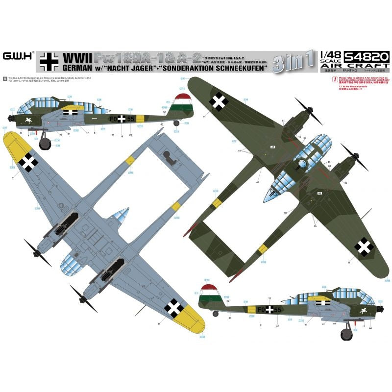 Great Wall Hobby S4820 Fw189A-1&amp;amp;A-2 /w &amp;quot;Nacht Jager&amp;quot; - &amp;quot;Sonderaktion Schneekufen&amp;quot; 1/48 – zdjęcie 4
