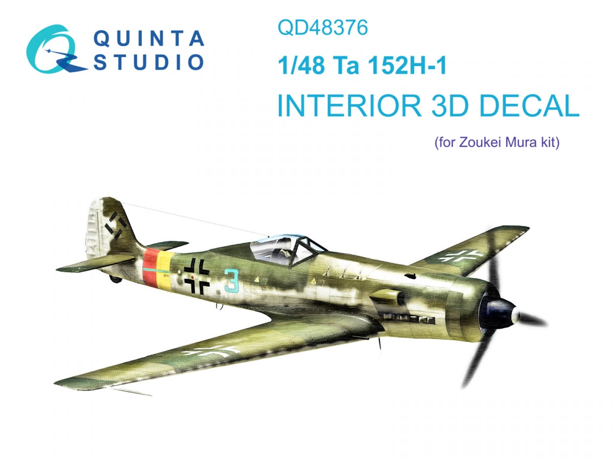 Quinta Studio QD48376 Ta 152H 3D-Printed & coloured Interior on decal paper (Zoukei Mura) 1/48