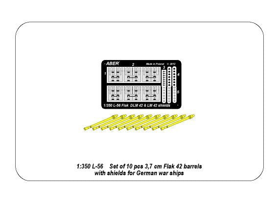 Aber 350L-56 Ships gun barrels in 1/350 scale Set of 10 pcs 3.7cm barrels for German Flak 42 with shields (1/350) – image 5