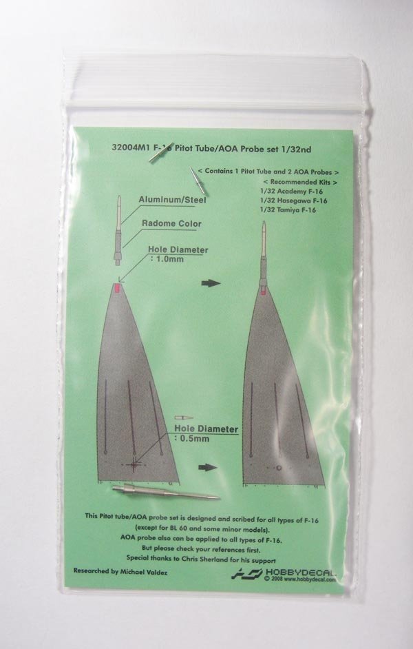 HobbyDecal MT32004V1 Ensemble de tubes Pitot F-16 1/32