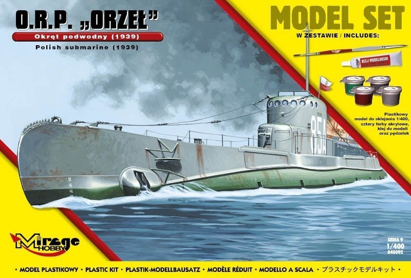 Mirage Hobby 840092 ORP &amp;#39;ORZEŁ&amp;#39; Polski Okręt Podwodny 1939 1/400 Model set