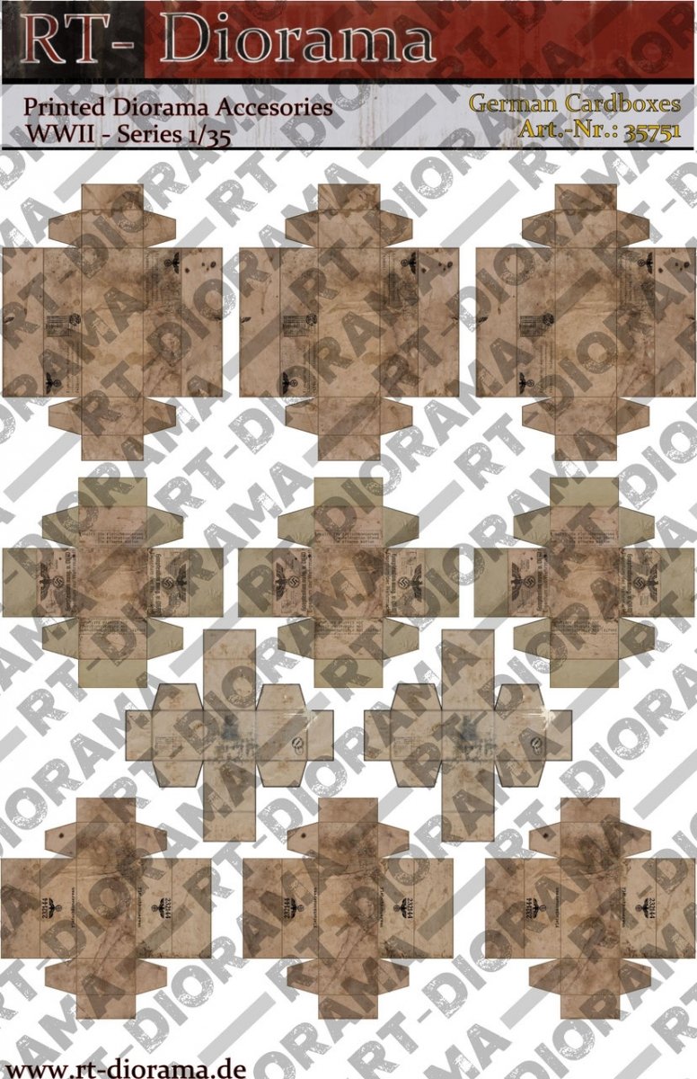 RT-Diorama 35751 Printed Accessories: Germann Cardboard Boxes 1/35