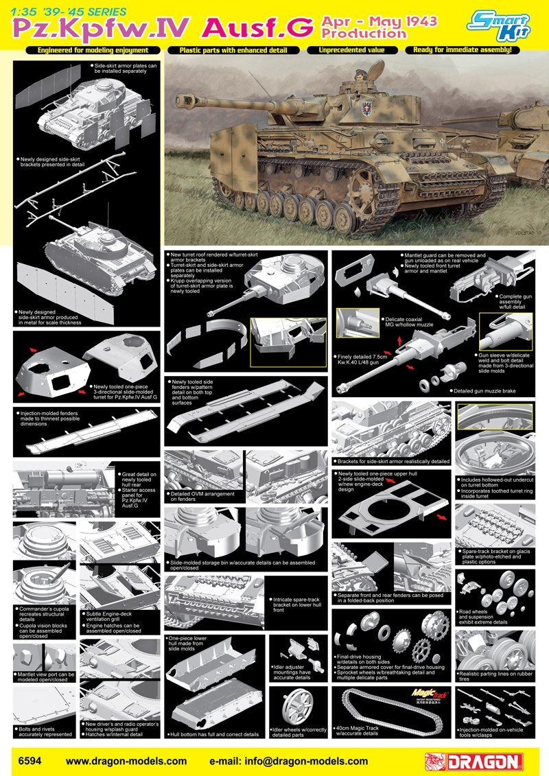 Dragon 6594 Pz.Kpfw.IV Ausf.G Apr-May 1943 Production 1/35 – zdjęcie 2