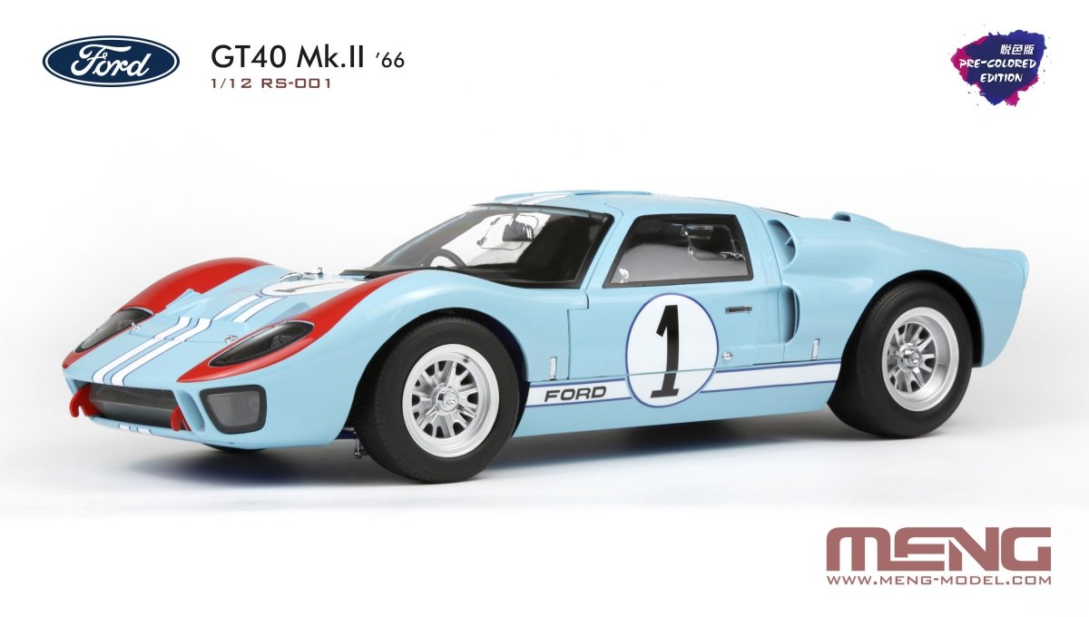 Meng Model RS-001 Ford GT40 Mk.II ’66 (Pre-colored Edition) kit 1/12 – zdjęcie 5