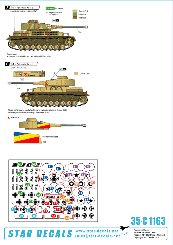 Star Decals 35-C1163 Axis Tank Mix # 2. Romanian tanks 1/35 – zdjęcie 2