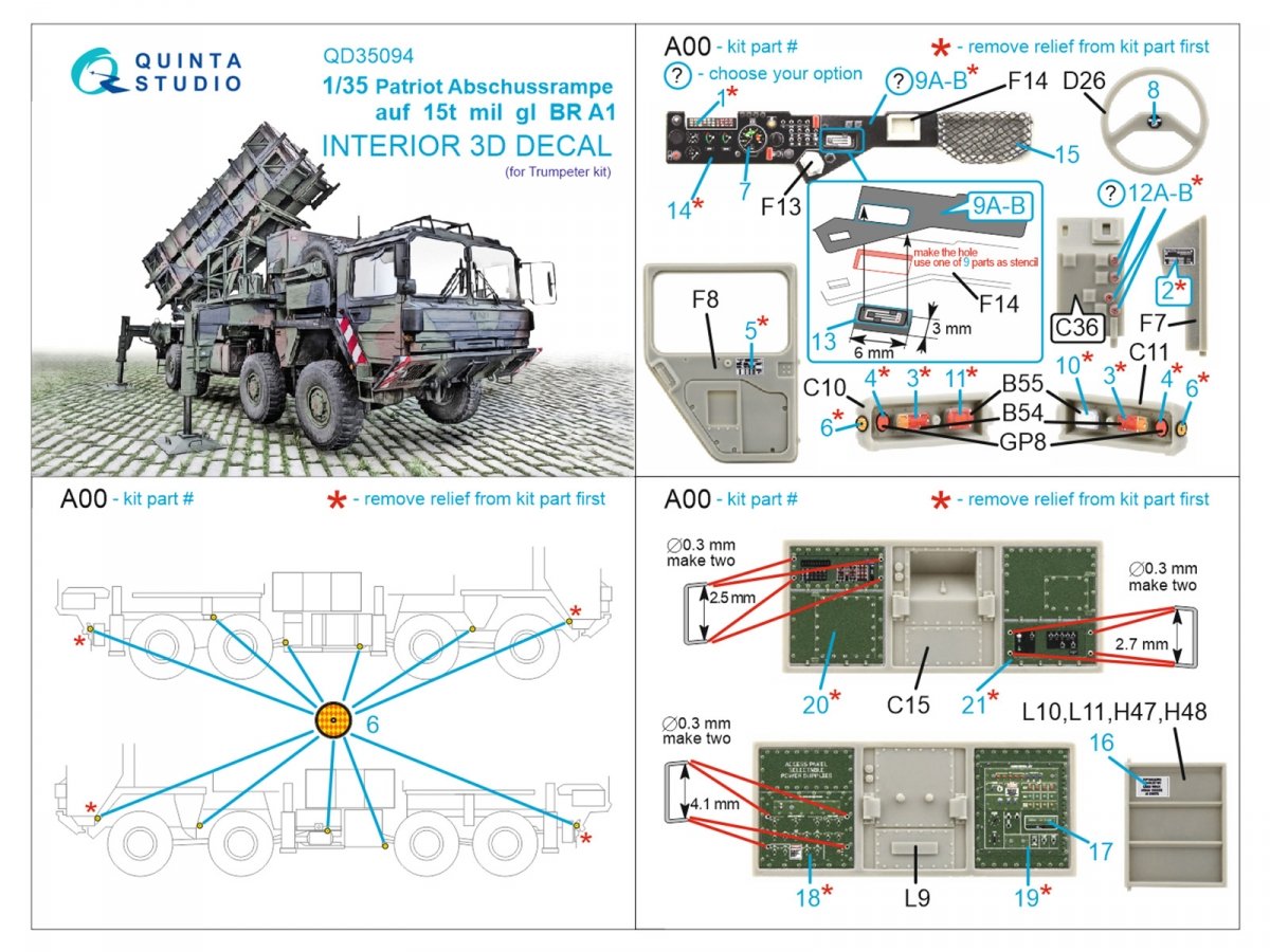 Quinta Studio QD35094 Patriot Abschussrampe auf 15t mil gl BR A1 3D-Printed &amp;amp; coloured Interior on decal paper (Trumpeter) 1/35 – zdjęcie 14