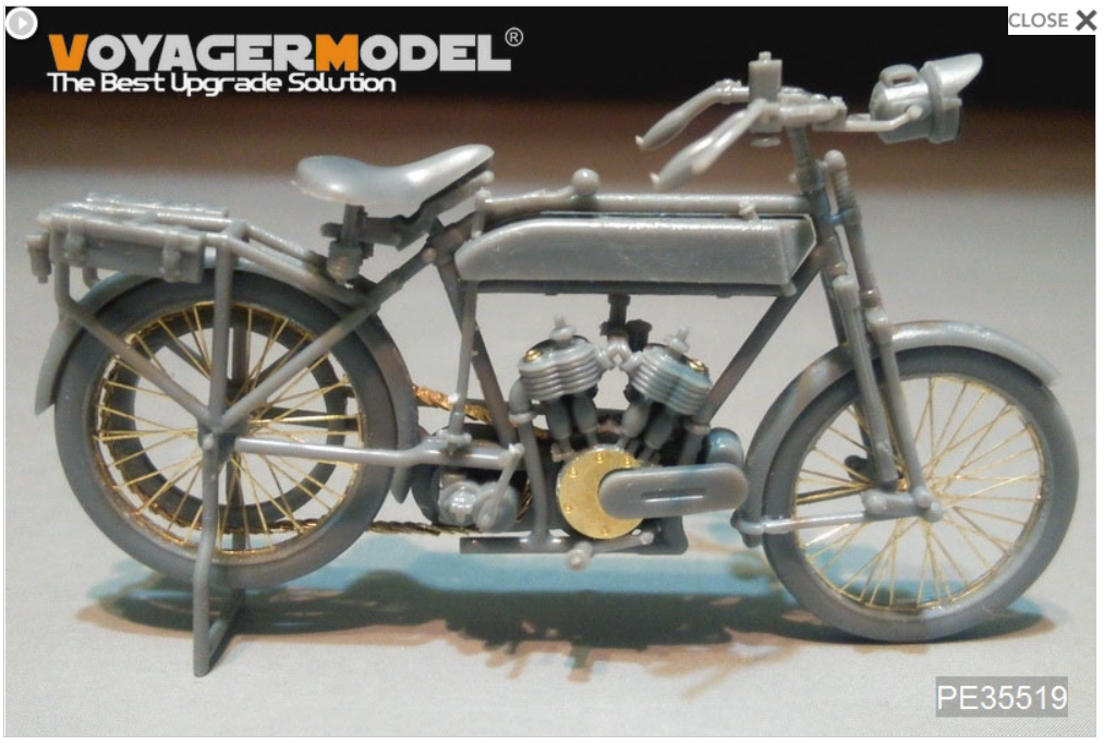 Voyager Model PE35519 WWI French Peugeol 1917 750cc cyl Motorcycle For MENG HS-005 1/35 – zdjęcie 3