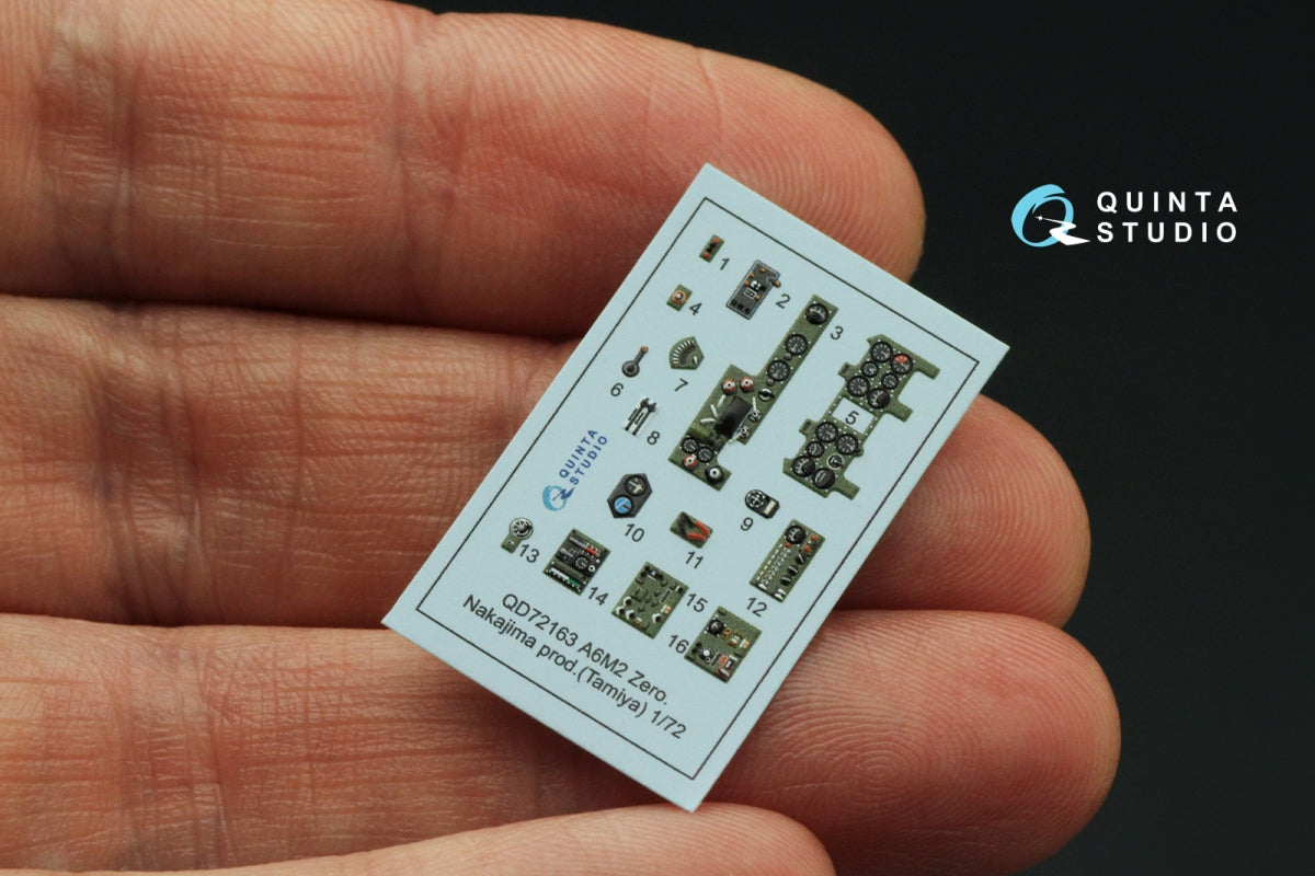 Quinta Studio QD72163 A6M2 Zero (Nakajima Prod.) 3D-Printed colored Interior on decal paper (Tamiya) 1/72 – image 4