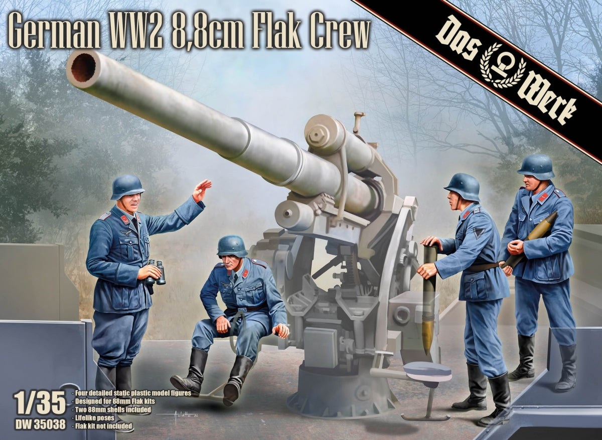 Das Werk DW35038 Allemand Seconde Guerre mondiale 8,8 cm FlaK Crew 1/35