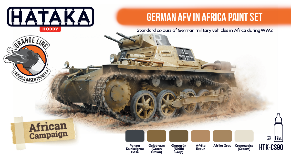 Hataka HTK-CS90 ORANGE LINE – German AFV in Africa paint set 6x17ml – zdjęcie 2