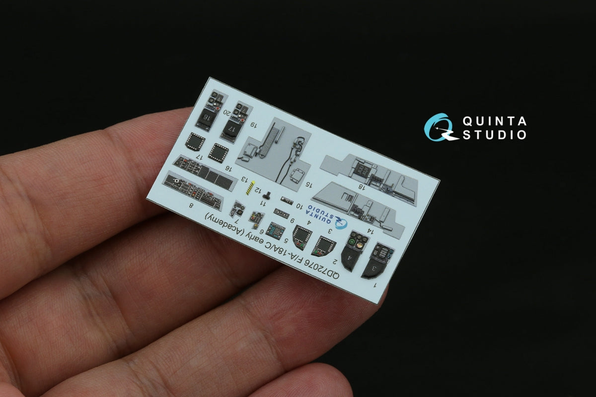 Quinta Studio QD72076 F/A-18A/C early 3D-Printed &amp;amp; colored Interior on decal paper (Academy) 1/72 – image 5