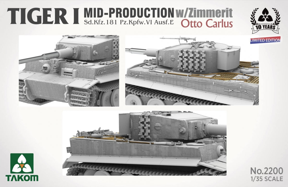 Takom 2200 Tiger I Mid Production w/zimmerit Sd.Kfz. 181 Pz.Kpfw. VI Ausf. E Otto Carius 1/35 – zdjęcie 3