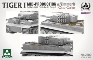 Takom 2200 Tiger I Mid Production w/zimmerit Sd.Kfz. 181 Pz.Kpfw. VI Ausf. E Otto Carius 1/35 – zdjęcie 3