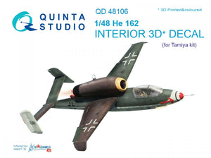 Quinta Studio QD48106 He-162 3D-Printed &amp;amp; coloured Interior on decal paper (for Tamiya kit) 1/48