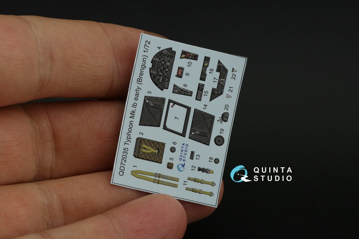 Quinta Studio QD72035 Hawker Typhoon Mk.1b (early) 3D-Printed &amp;amp; coloured Interior on decal paper (Brengun) 1/72 – zdjęcie 10