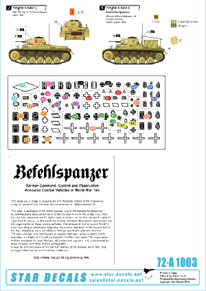 Star Decals 72-A1003 Befehlspanzer # 1 1/72